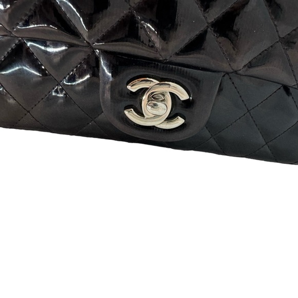 Auth Chanel Mini Rectangular Classic Black Striated Patent - Picture 6 of 10